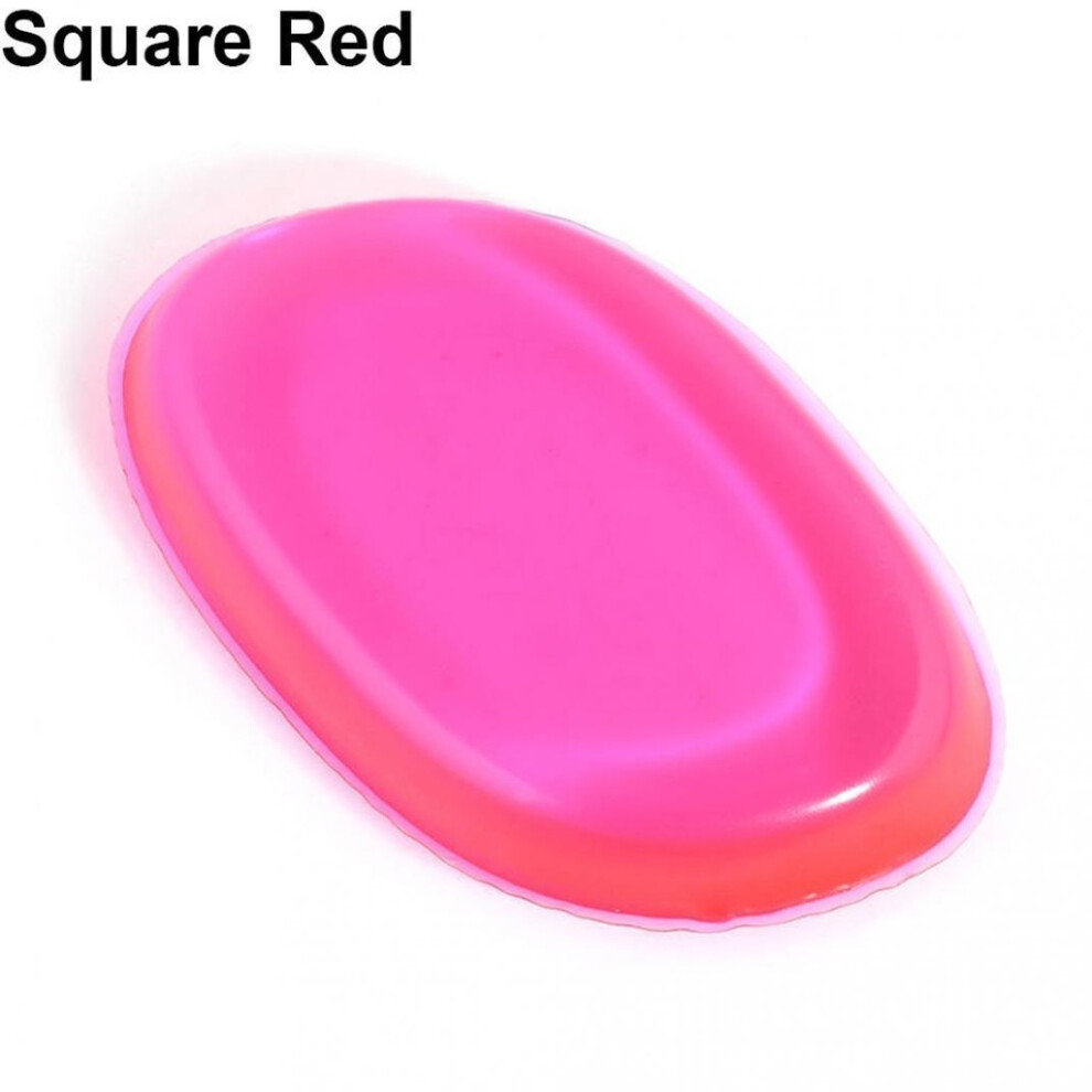 (Red) Transparent Cosmetic Silicone Puff Dry Wet Dualuse Leaf Shape Easy To Carry