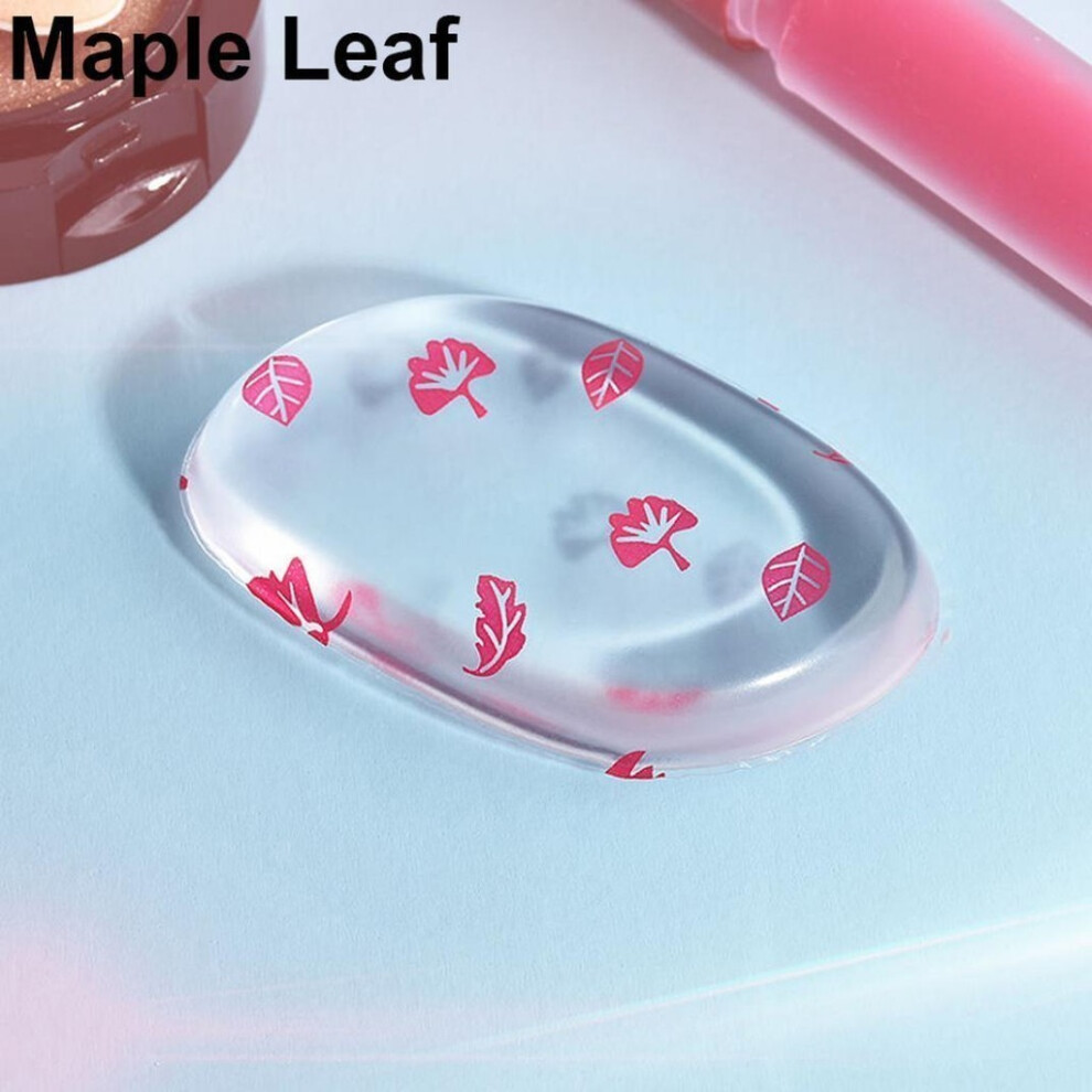 (Maple) Transparent Cosmetic Silicone Puff Dry Wet Dualuse Leaf Shape Easy To Carry