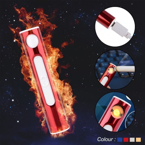 (silver)Silver Metal Shell Recharge Usb Lighter Electronic Mini Cigarette Windproof Arc 1