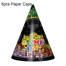 (6pcs-Paper Caps)Game Theme Birthday Party Birthday Supplies Decor Battle Gaming Controller Video