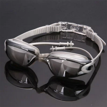 (Silver)Swimming Glasses Waterproof And Anti Fog Colorful Plating Swim Glasses Use Daily