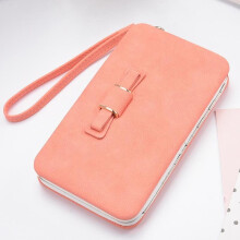 (Pink)Women Bowknot Wallet Long Purse Phone Card Holder Clutch Large Pocket Capacity