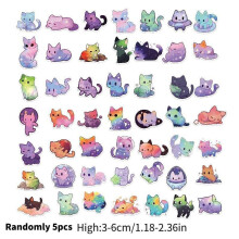 (5pcs)50pcs Colorful Starry Sky Cat Graffiti Stickers Guitar Notebook Decoration Trunk