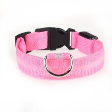 (Pink,L)Pet Products Dog Led Light Collar Convenient And Practical Monochrome Polyester