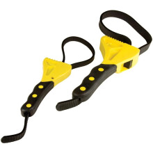 2 Piece Adjustable Strap Wrench Set with NonSlip Rubber Grip for Oil Filters, Jars and Pipes