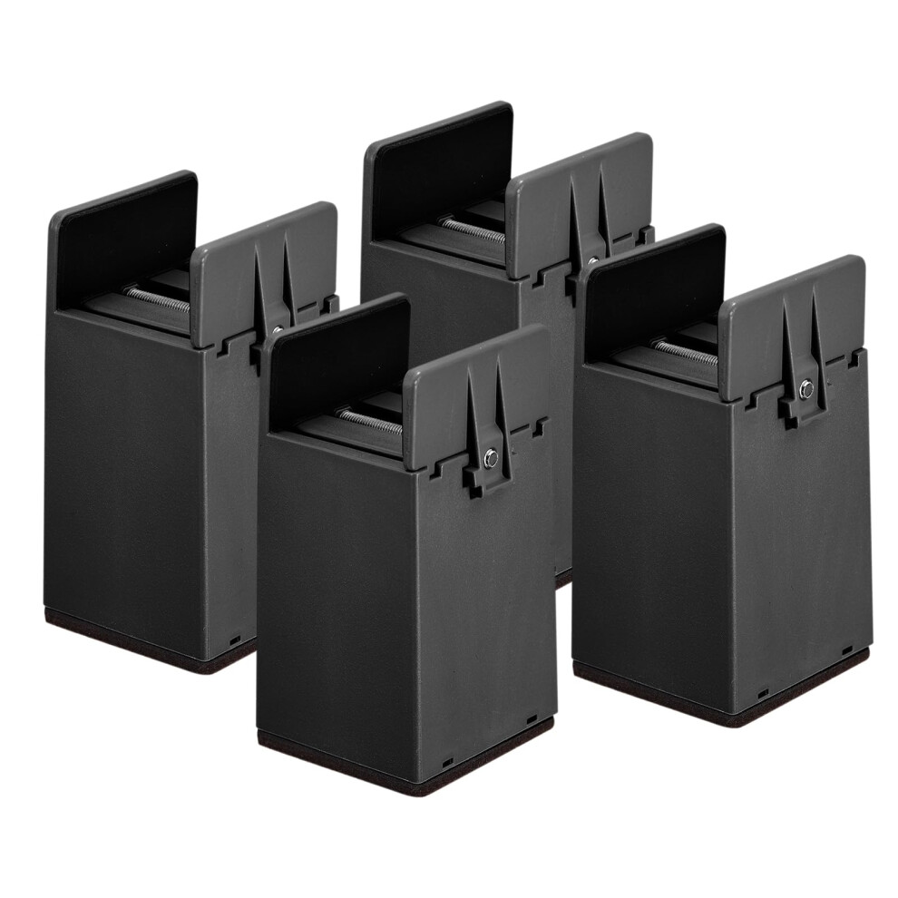 4 Inch Adjustable Bed Risers With Screw Clamp, Heavy Duty Furniture Risers Support 5000 Lbs, Black 9771547197195
