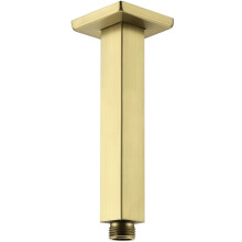 Brushed Gold Square Ceiling Shower Arm 6 Inch Stainless Steel with Flange for Rainfall Heads