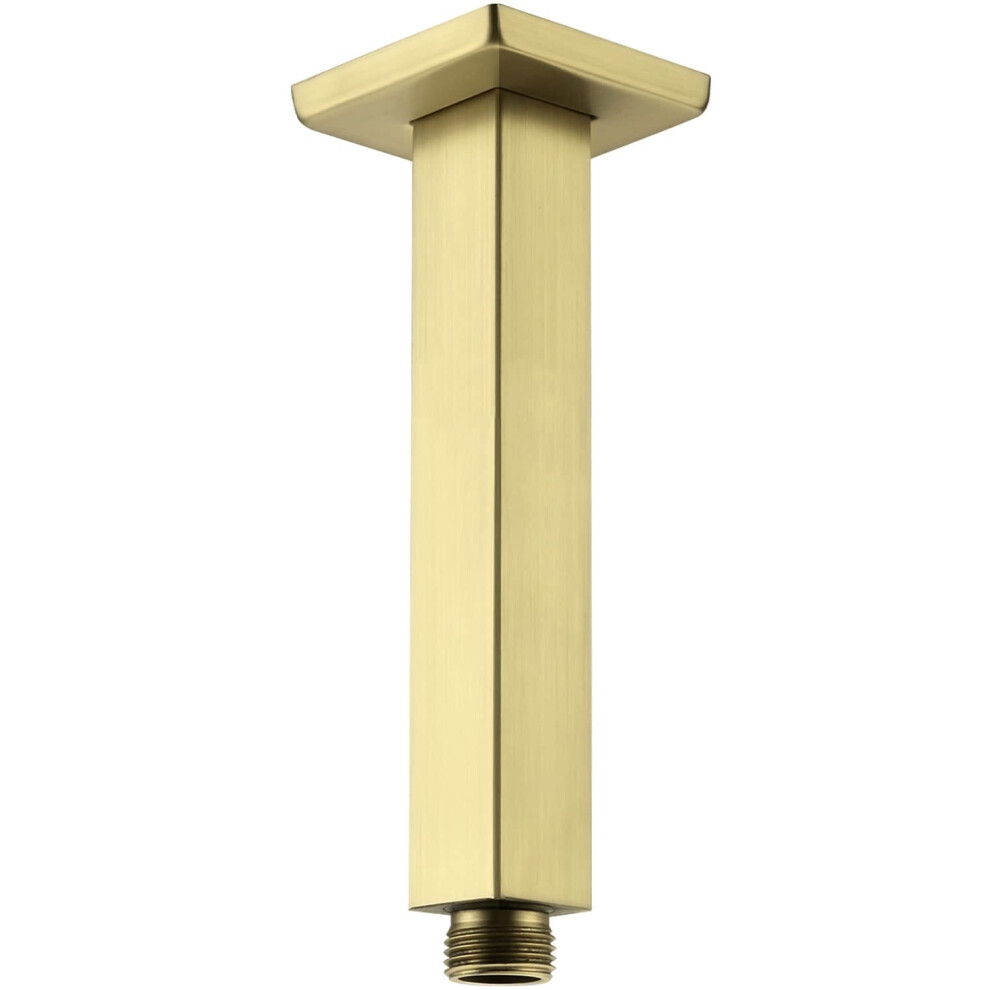 Brushed Gold Square Ceiling Shower Arm 6 Inch Stainless Steel With Flange For Rainfall Heads 9771547197201