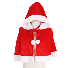 (Hooded)Adult Kid Christmas Cape With Hat Santa Claus Velvet Red Short Hooded Xmas Cloak