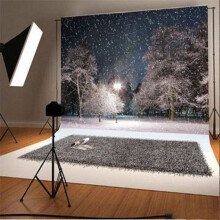 (5X7 feet（1.5*2.1m）)Winternacht Schnee Landschaft Fotografie Hintergrund Stoff Foto Requisiten Landschaft