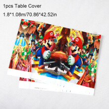 (1pcs-Table Cover-1.8*1.08m) Themed Mario Super Birthdy Party Supplies Decor Banner Napkins Cups Tablecloth