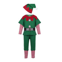 (Boy,160)Adult Kids Christmas Cosplay Green Elf Santa Claus Costume Family Christmas