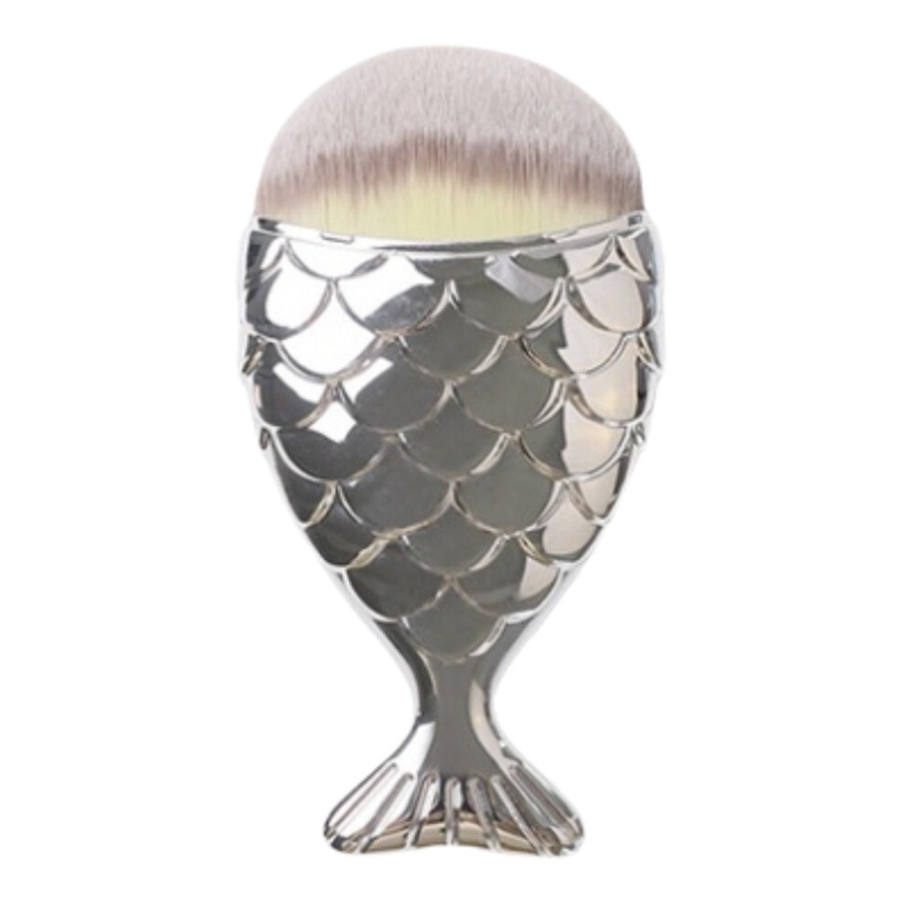 (Silver) Fishtail Tools Makeup Foundation Brush Soft Bristles Plastic Girl Material Woman