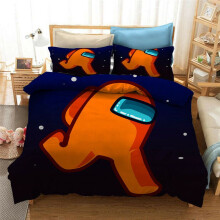 (Orange, US-Cal King-3pcs-264x239cm) Among Game 23pcs Us Bedding Set Quilt Duvet Cover Pillowcase Print 3d Cartoon