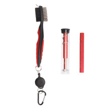Durable Handle Golf Club Brush Set Retractable Zip Line Groove Cleaner Aluminum Carabiner Super Cleaning Power Lightweight For Take Along3In1