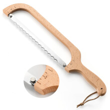 Wooden Bread Knife with Bow Frame, 360 Rotating Blade and Sourdough Slice Guide