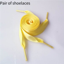 (Yellow,51in/130cm)Double Polyester Ribbon Satin Wide Flat Shoelace Candy Color Various Fashion