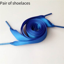 (Blue,51in/130cm)Double Polyester Ribbon Satin Wide Flat Shoelace Candy Color Fashion Various