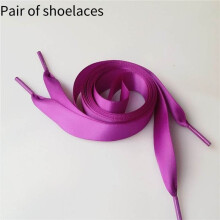 (Purple,51in/130cm)Double Polyester Ribbon Satin Wide Flat Shoelace Candy Color Fashion Various