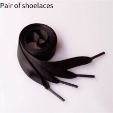(Black,36in/90cm)Double Polyester Ribbon Satin Wide Flat Shoelace Candy Color Various Fashion