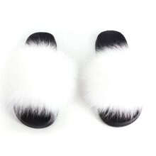 (White, 40) Fur Girls Womens Slides Fuzzy Furry Slippers Comfort Sandals Slider Shoes