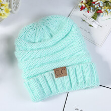 (Light Blue)Knitted Hat Fashion Children Warm Solid Color Fashion Simple Comfortable And