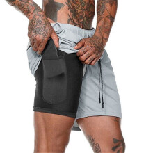 (Gray,M)Herren Gym Fitness Bodybuilding Jogging Sport Shorts Freizeit Hose Taschen mit