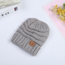 (Light Gray)Knitted Hat Fashion Children Warm Solid Color Fashion Simple Comfortable And