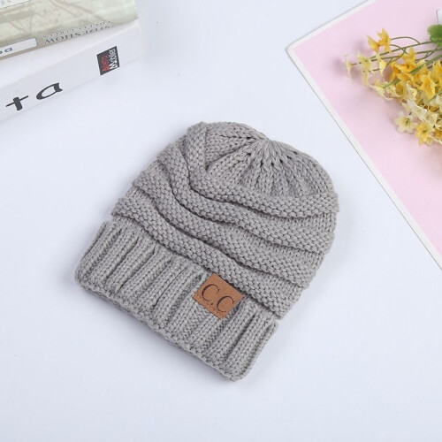(Light Gray)Strickmütze Mode Kinder warm einfarbig Mode schlicht und bequem