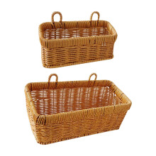 Large Capacity Wall Mounted Storage Basket Rattan Wall Organizer for Bathroom and Kitchen