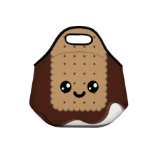 (Biscuit Face)Sac à lunch fille garçon enfant zip néoprène isotherme glacière transport fourre-tout