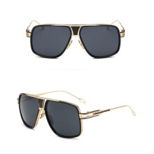 (Black)Flat Top Square Retro Vintage Big Oversized Aviator Sunglasses Mens Usa Womens
