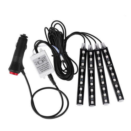 Car Rgb Led Neon Interior Light Strip Wireless Remote Control Decorative Lights