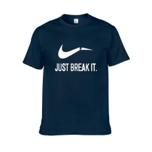 (Navy,XL)Just Break It Tshirt Men Streetwear Funny Summer Cotton Print Shirt Tops Tee