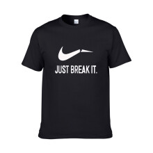 (Black,XL)Just Break It Tshirt Men Streetwear Funny Summer Cotton Print Shirt Tops Tee