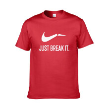 (Red,M)Just Break It Tshirt Men Streetwear Funny Summer Cotton Print Shirt Tops Tee