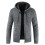 (Black,M)Pull homme à capuche hiver épais fermeture éclair pull pull à capuche manteau tricot 1