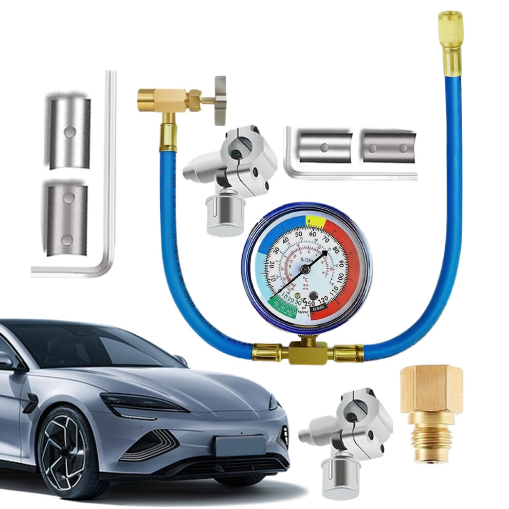 Ac Recharge Kit With Gauge And Hose For Car R134a Refrigerant Refill, Leakproof And Durable Design 9771547197386