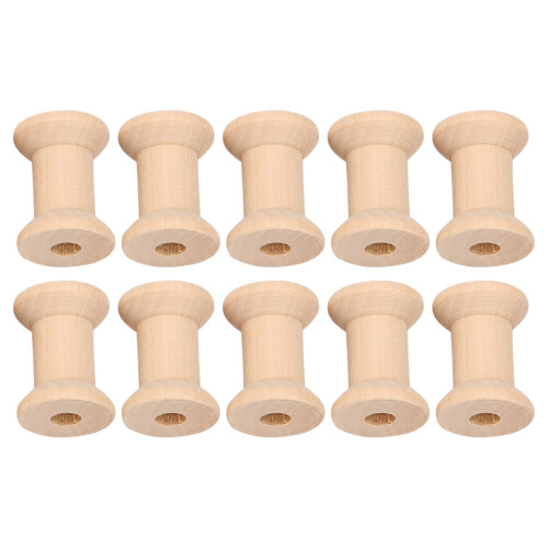 10Pcs Wooden Empty Thread Spools Natural Color 29mm x23mm 1