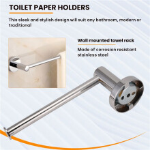 Wall Mounted Toilet Roll Holder Polished Chrome Stainless Steel Bathroom Kitchen Paper Towel Dispenser Tissue Roll Hanger