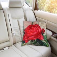 Vintage Floral/Flower flax Decorative Throw Pillow Case Cushion Cover Home Sofa Decorative(Rose flower)