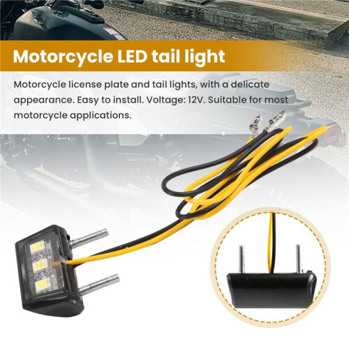 Motorcycle Decorative Led Taillight License Plate Light For     White 2