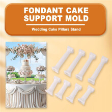 8Pcs/Set White Small+Large Plastic Cake Pillars,Wedding Cake Pillars Stand,Fondant Cake Support Mold Valentine's Day Wedding Birthday Cake Decoration