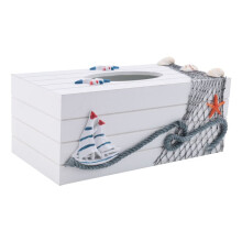 Mediterranean Style Marine Series Tissue Box Cover Paper Towel Box Home Decoration Toilet Paper Holder Wooden Tissue Box