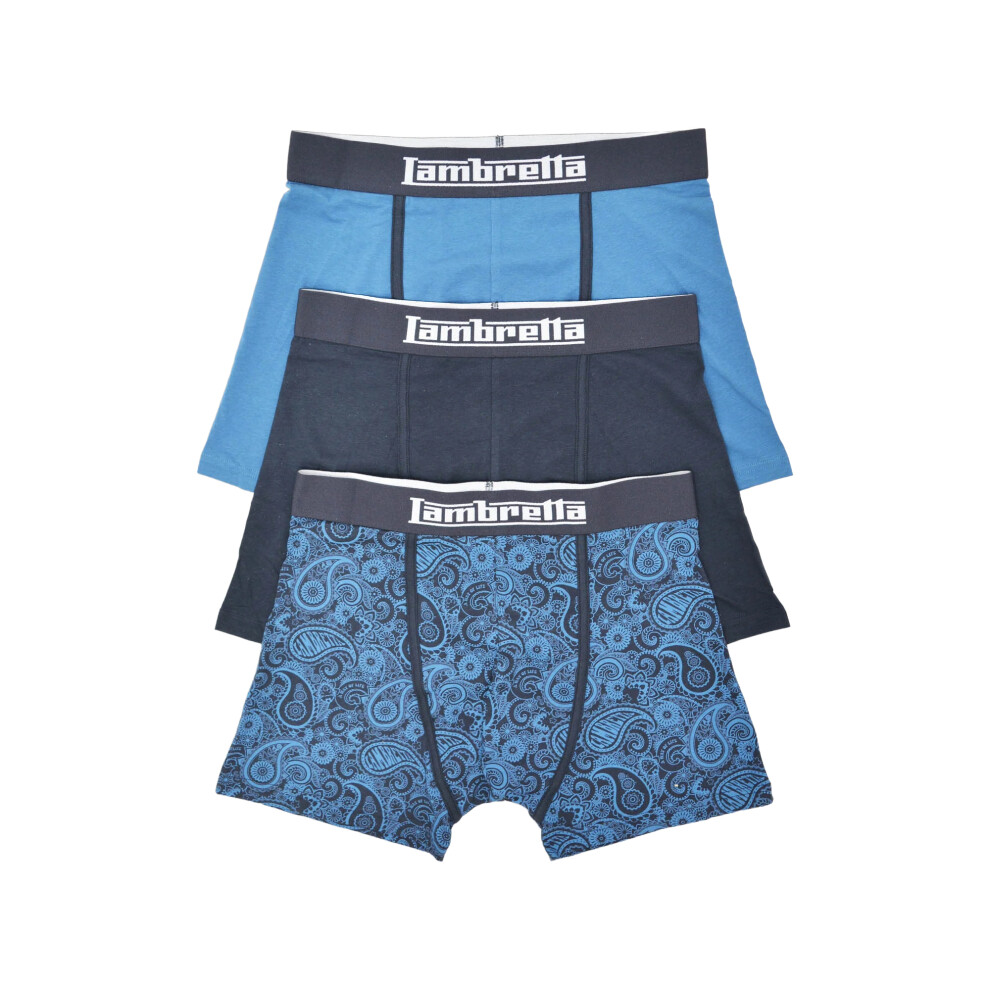Lambretta (Xl, Navy) Mens Paisley Boxer Shorts (Pack Of 3) Blue,Multicoloured