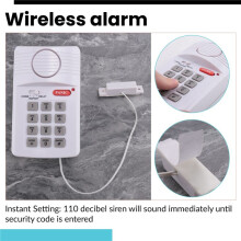 Loud Wireless Door Alarm Security Pin Panic Keypad for Home Office Garage Shed