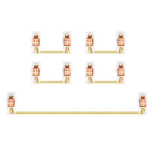 Gold Plated Plate Mounted Stabilizer for Custom Mechanical Keyboard 2U 6.25U (1+4, White )
