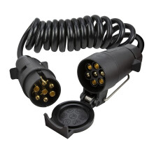 3 Meter 7-Poliges Spiral Kabel Zur AnhäNger VerläNgerung mit AnhäNger Steckdosen Stecker, 7-Adriger RV-Elektro Kabel Stecker