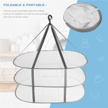 3-Tier Sweater Drying Rack Hanging Clothes Hanging Dryer Laundry Mesh Drying Rack, Foldable Clothing Dryer Racks
