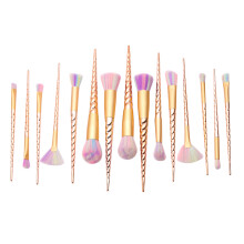 (15pcs gold)10pcs Unicorn Female Makeup Brushes Set Thread Contour Eyeshadow Powder Brush